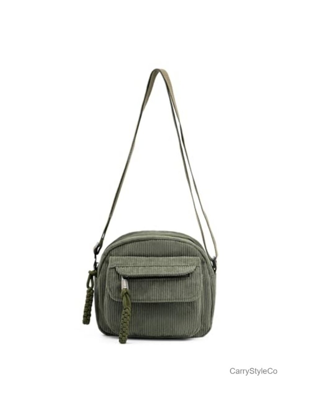 Corduroy Crossbody Bag Mini Shoulder Handbag Purse Zip Pocket Adjustable Strap